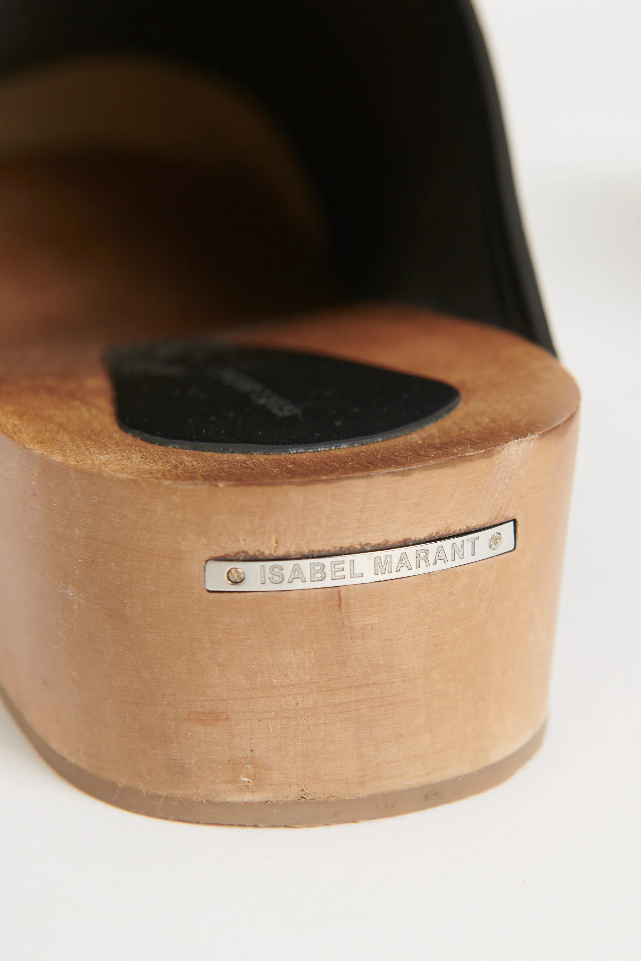 Black Leather Thalie Preowned Clogs