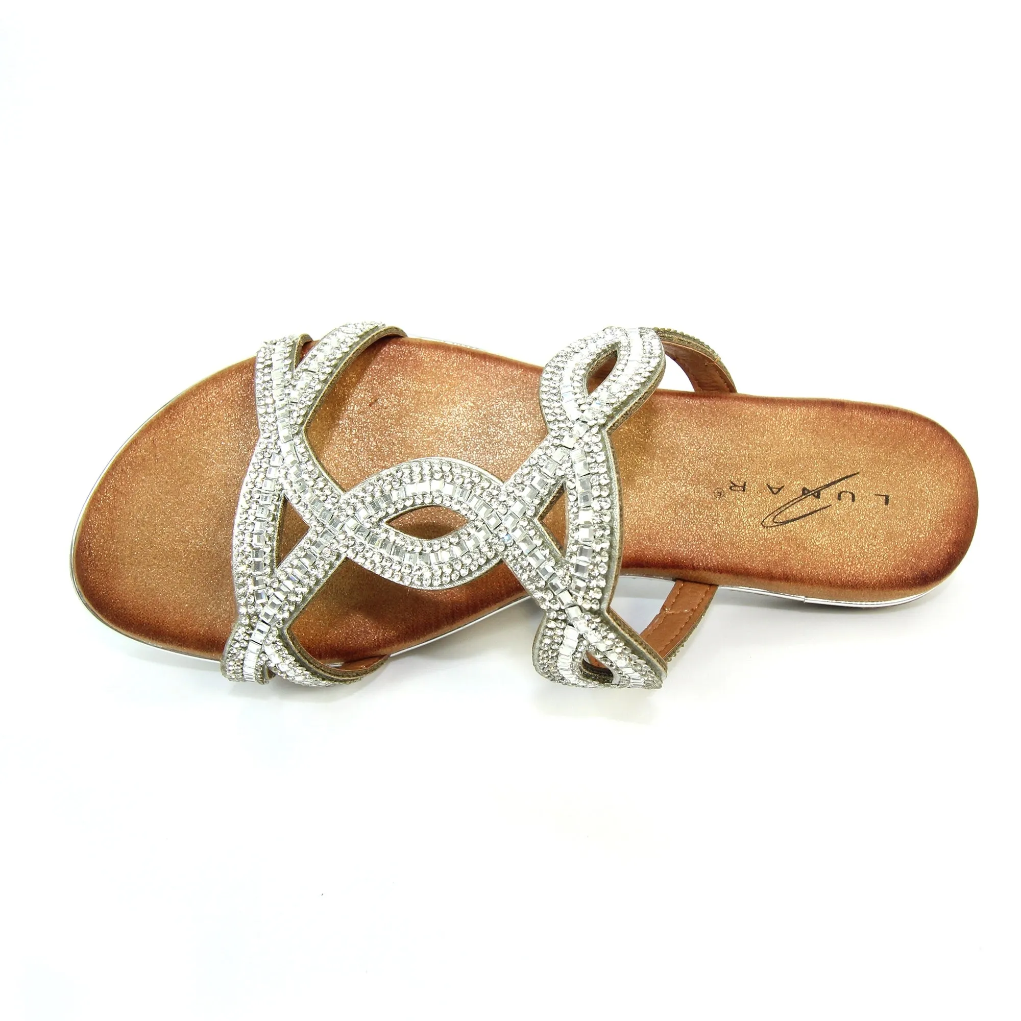 Lunar JLH206 Gabriela Silver Slip On Mules Sandals