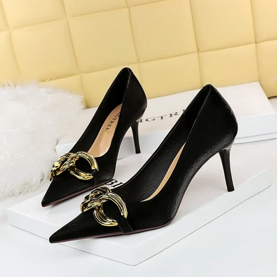 Metal Chain Pump Heels