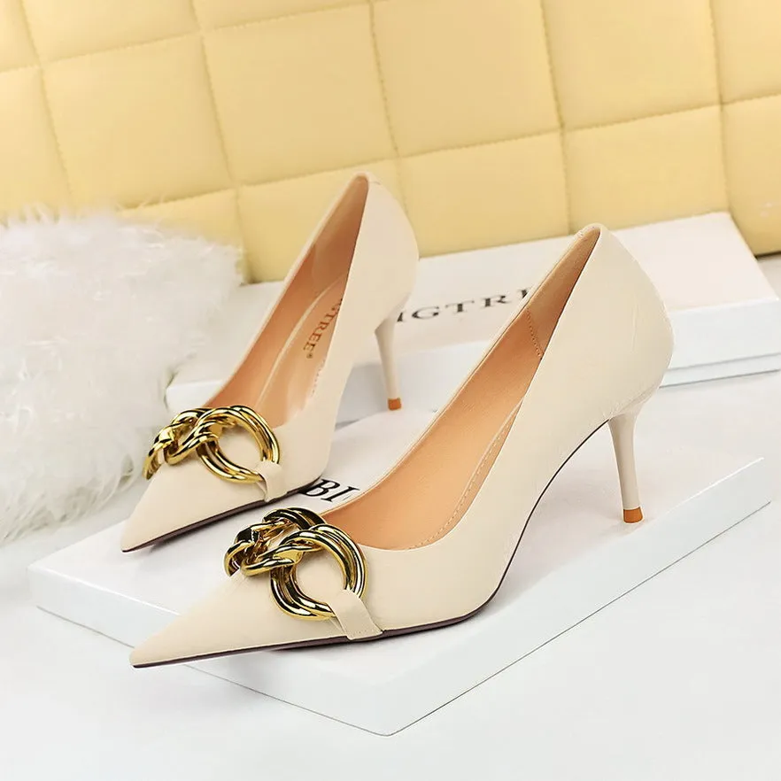 Metal Chain Pump Heels