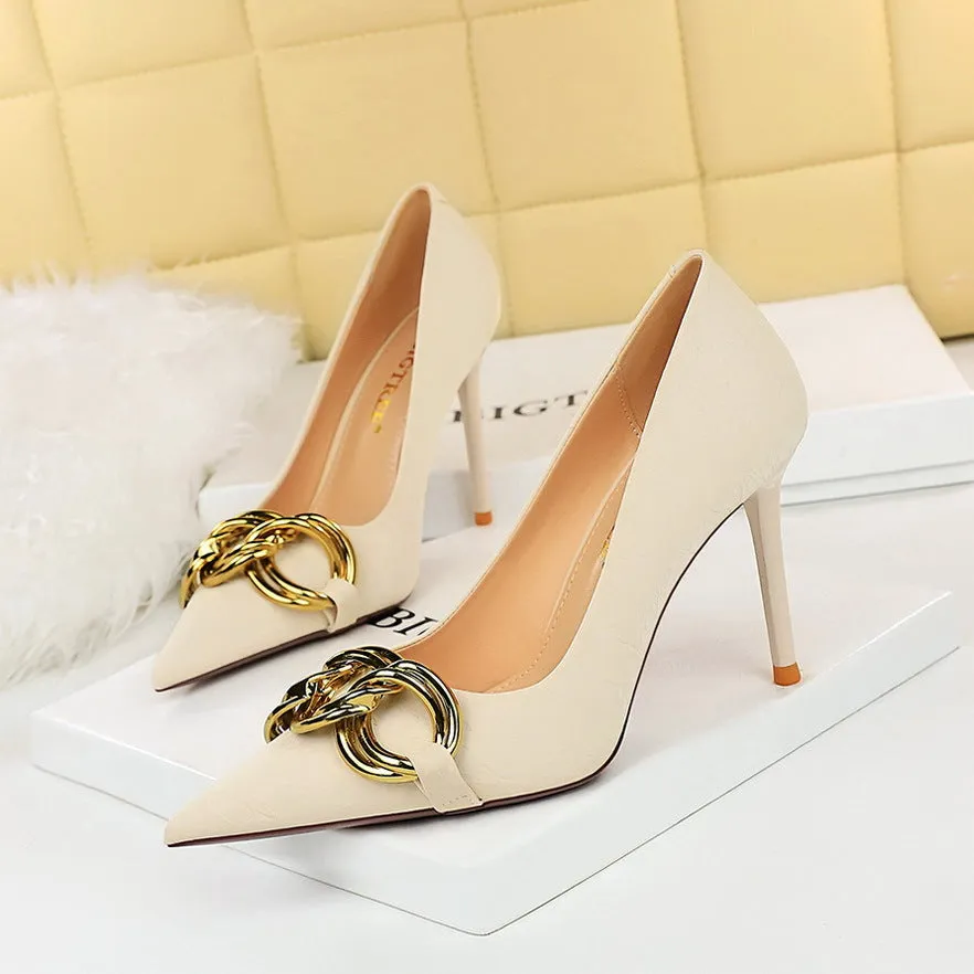 Metal Chain Pump Heels