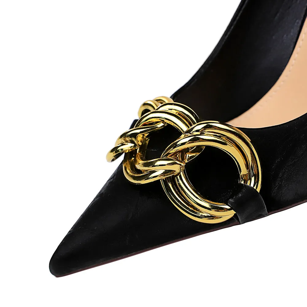 Metal Chain Pump Heels