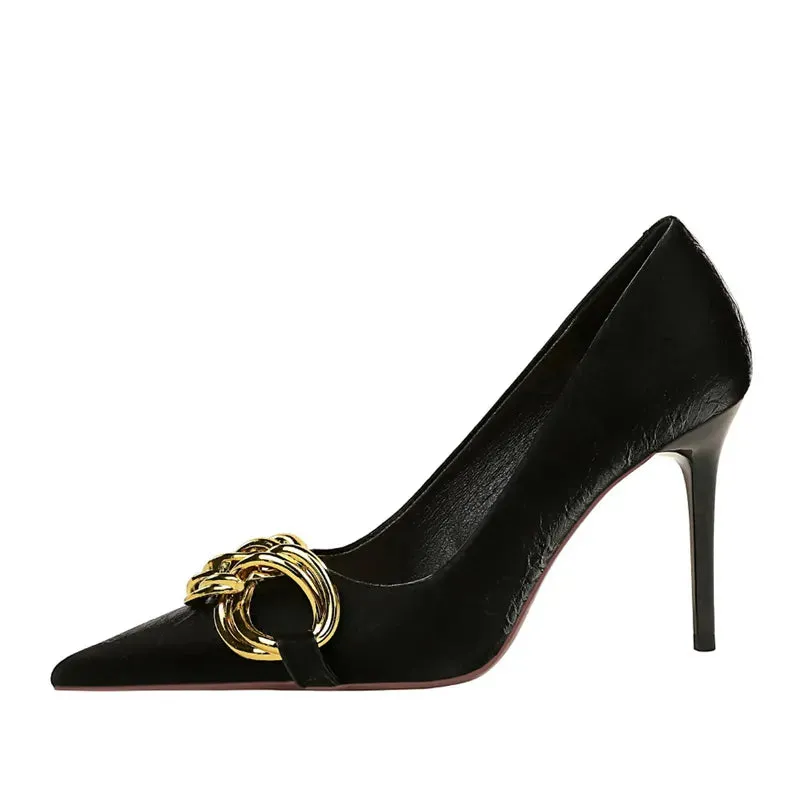 Metal Chain Pump Heels