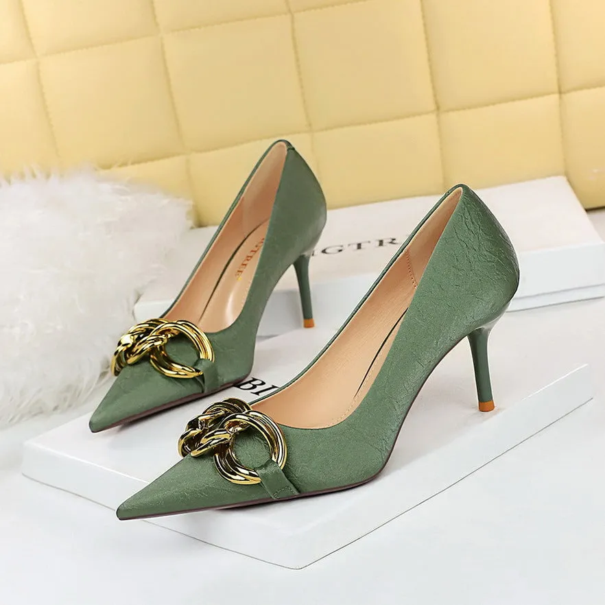 Metal Chain Pump Heels