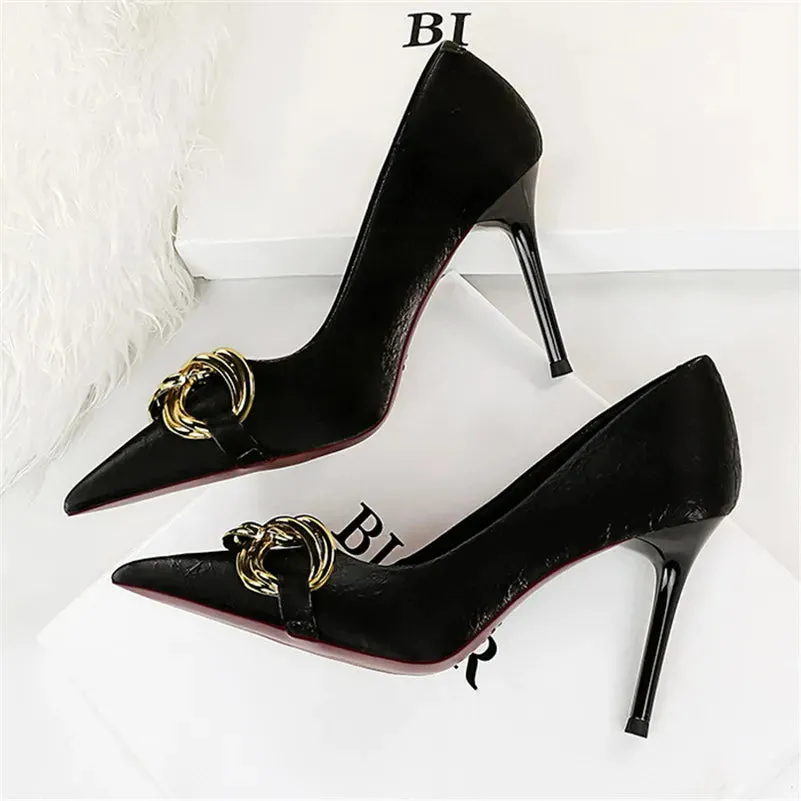 Metal Chain Pump Heels