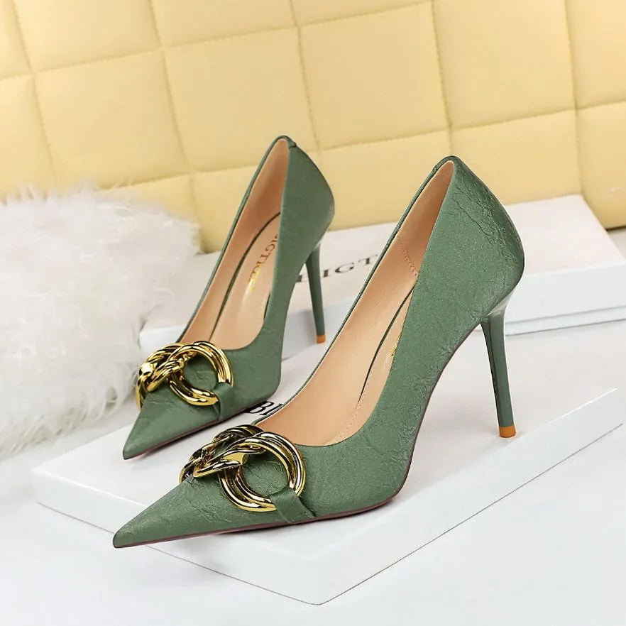 Metal Chain Pump Heels