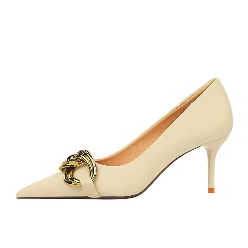 Metal Chain Pump Heels