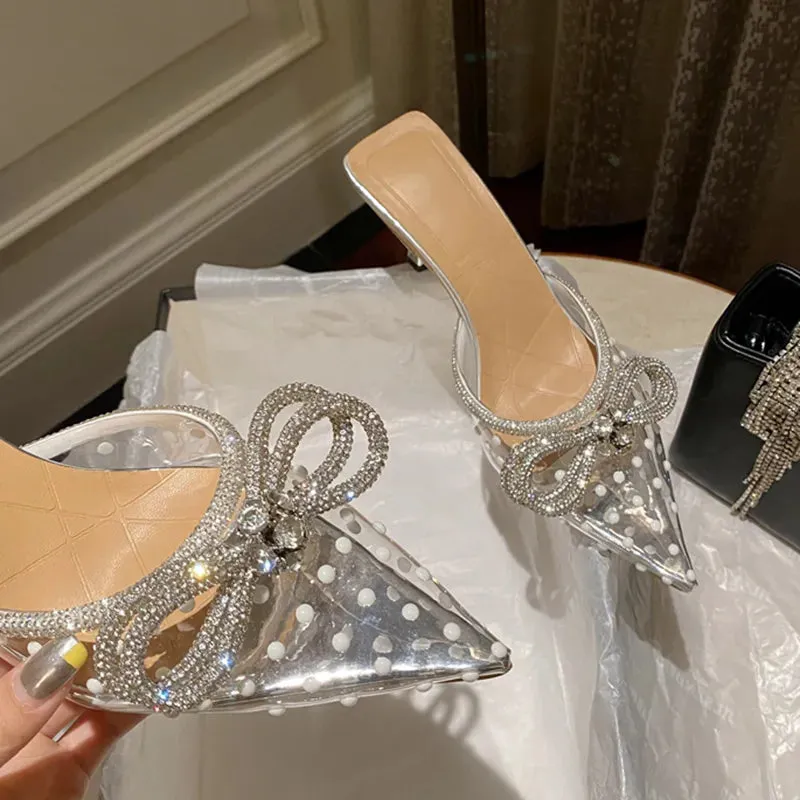 Rhinestone Bowknot Polka Dot Heels